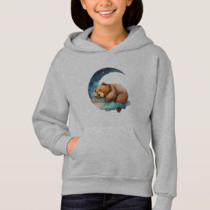Cute Teddy Bear Sleeping on the Crescent Moon