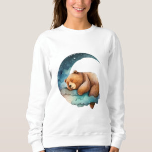 Cute Teddy Bear Sleeping on the Crescent Moon Sweatshirt