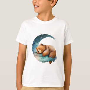 Cute Teddy Bear Sleeping on the Crescent Moon T-Shirt