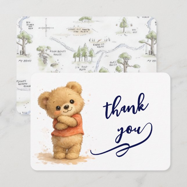 Cute Teddy Bear Thank You Card (Front/Back)