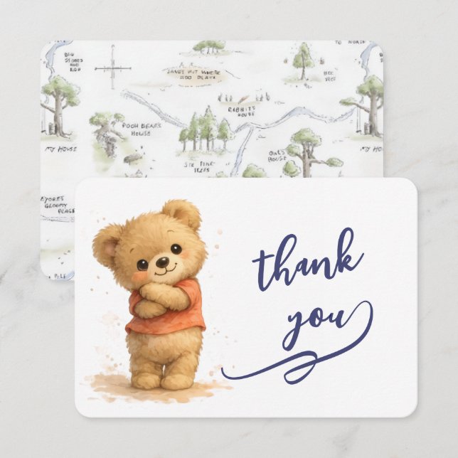 Cute Teddy Bear Thank You Card (Front/Back)
