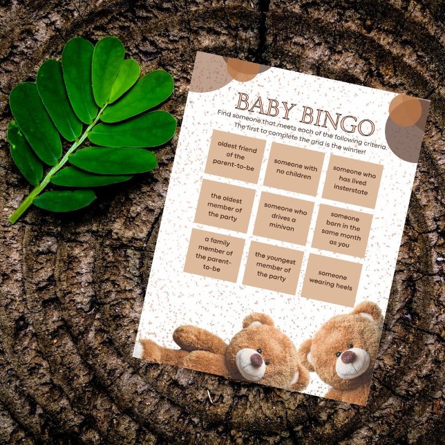Cute Teddy Bear Twin Baby Shower Bingo Game (Creator Uploaded)