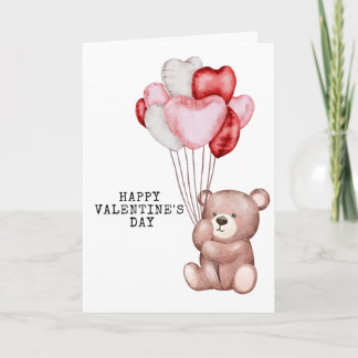 Cute Teddy Bear Valentine's Day Greeting Card Wate