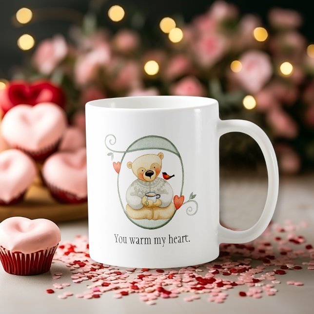 Cute Teddy Bear Warm Heart Valentine Coffee Mug (Creator Uploaded)