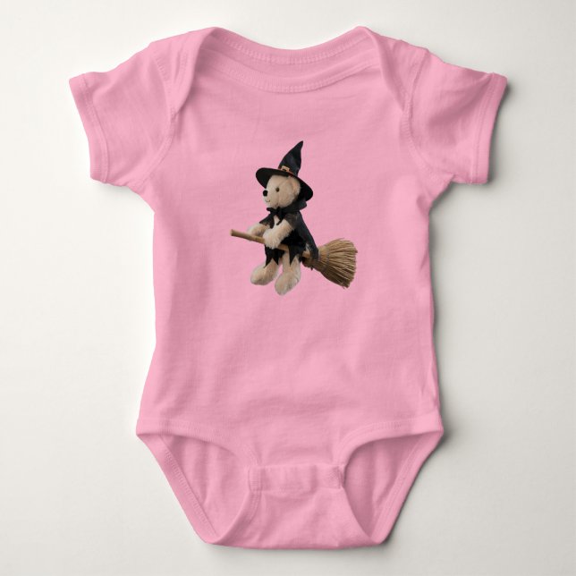 Cute Teddy Bear Witch  Baby Bodysuit (Front)