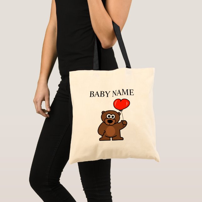 Cute teddy bear with balloon baby stuff tote bag (Front (Product))