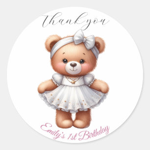 Cute Teddy Bear with Balloons and Gifts Classic Round Sticker