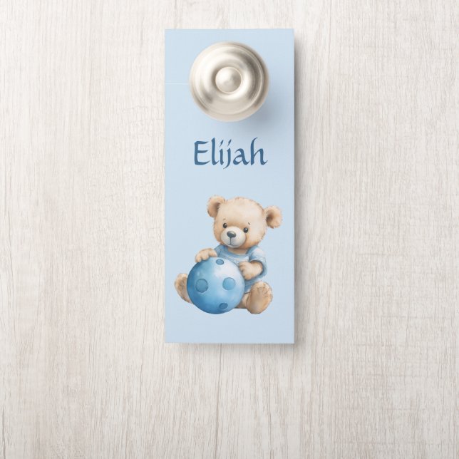 Cute Teddy Bear with Blue Ball Door Hanger (On Knob)