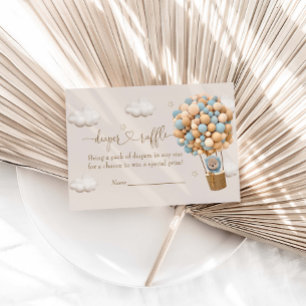 Cute Teddy Bear With Blue Balloons Diaper Raffle Enclosure Card