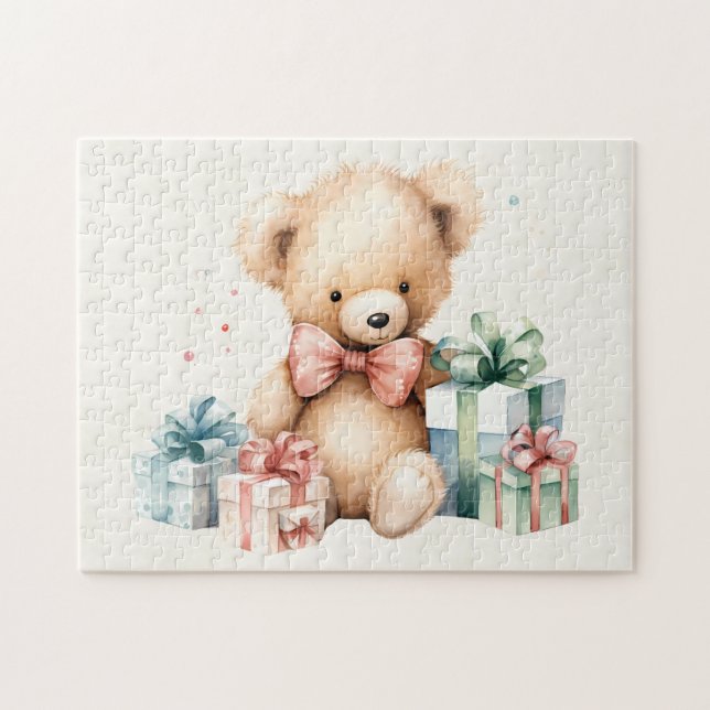 Cute Teddy Bear with Christmas Presents Jigsaw Puzzle (Horizontal)