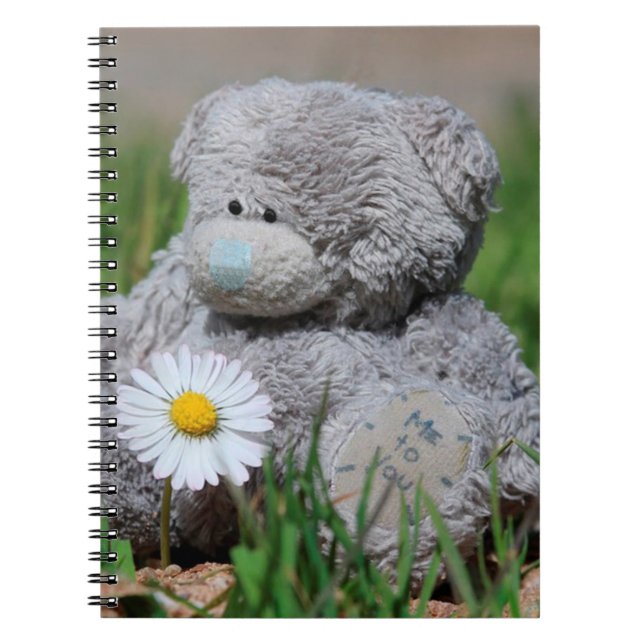 Cute Teddy Bear with Daisy Spiral Notebook (Front)