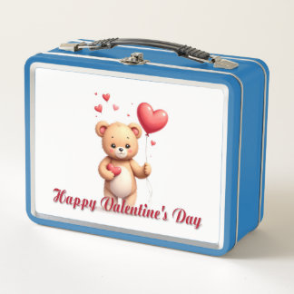 Cute Teddy Bear with Heart – Happy Valentine’s Day Metal Lunch Box