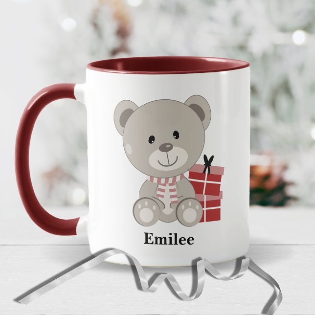 Cute Teddy Bear with Red Christmas Presents Mug (Creator Uploaded)