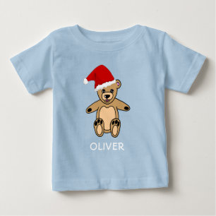 Cute Teddy Bear with Santa Hat Christmas Baby T-Sh T-Shirt
