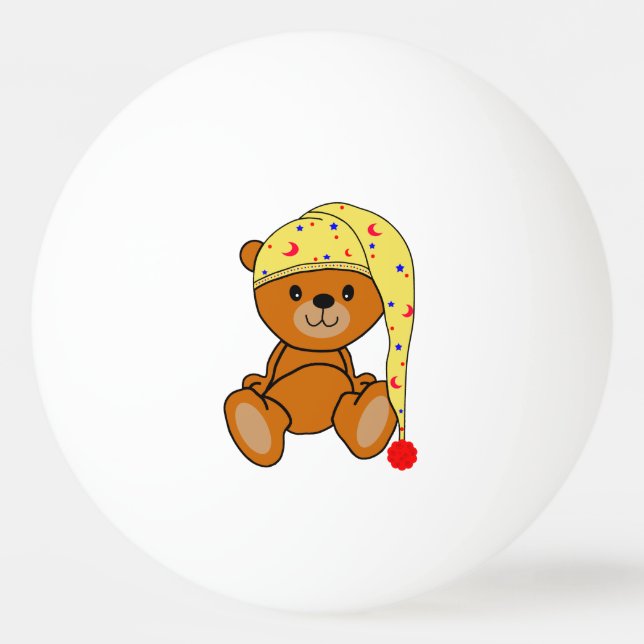 Cute Teddy bear with sleeping cap Ping Pong Ball (Front)