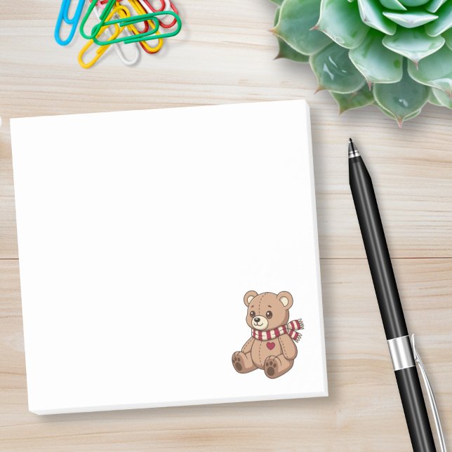 Cute Teddy Bear with Striped Scarf Post-it Notes (Creator Uploaded)