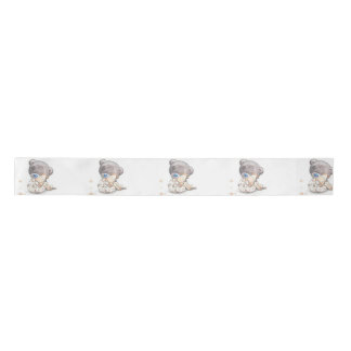 Cute teddy bear with toy customizable satin ribbon