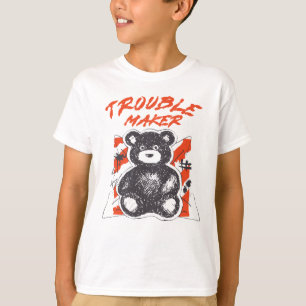 Cute Teddy Bear with 'Trouble Maker' T-Shirt