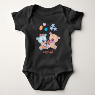 Cute Teddy Bears and Balloons Illustration Baby Bodysuit