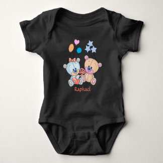 Cute Teddy Bears and Balloons Illustration Baby Bodysuit