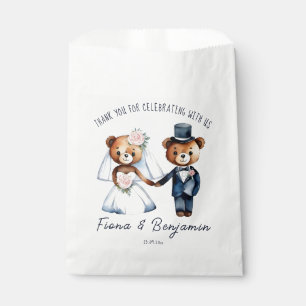 Cute teddy bears bridal couple wedding thank you favour bags