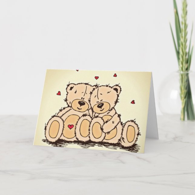 Cute Teddy Bears Holiday Card (Front)