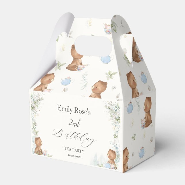 Cute Teddy Bears Tea for Two 2nd Birthday  Favour Box (Front Side)