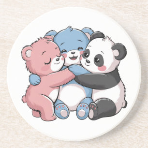 Cute Teddy Bears with Panda Coaster