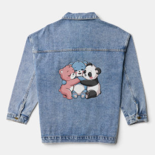 Cute Teddy Bears with Panda Denim Jacket