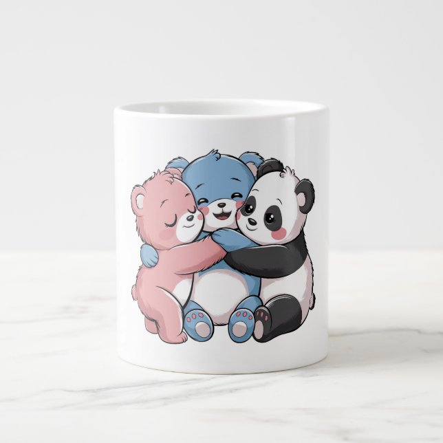 Cute Teddy Bears with Panda Large Coffee Mug (Front)