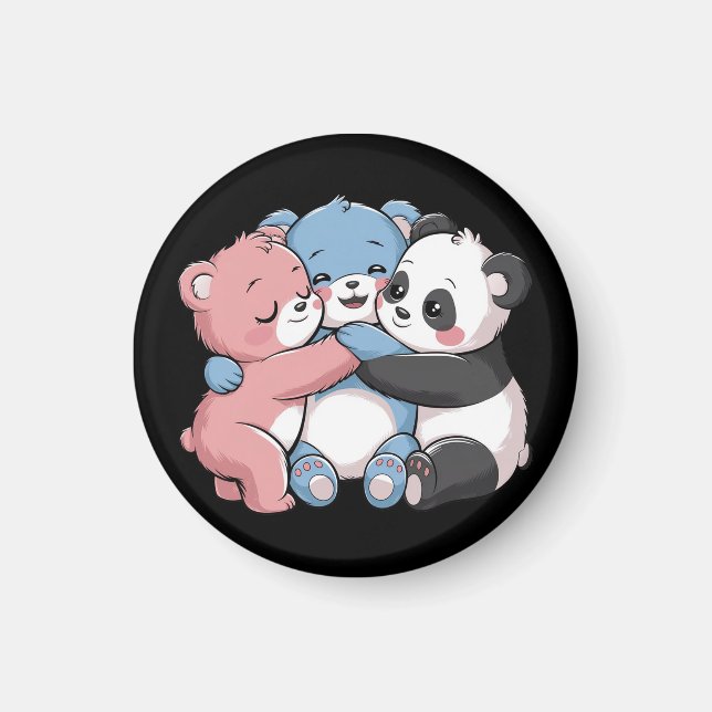 Cute Teddy Bears with Panda Magnet (Front)
