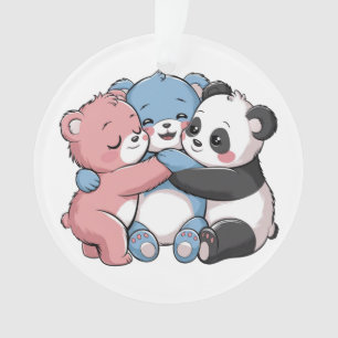 Cute Teddy Bears with Panda Ornament