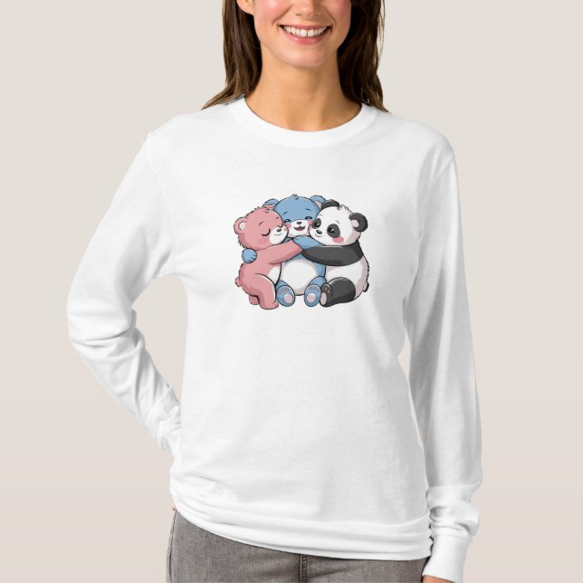 Cute Teddy Bears with Panda T-Shirt (Front)