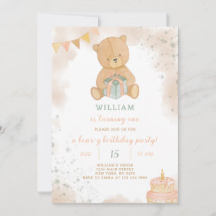 Cute Teddy Birthday Invitation