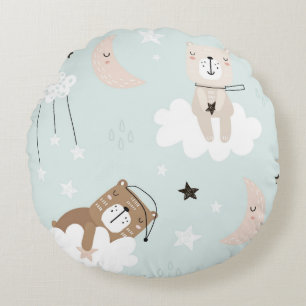 Cute Teddy Blue Throw Pillow for Nursery