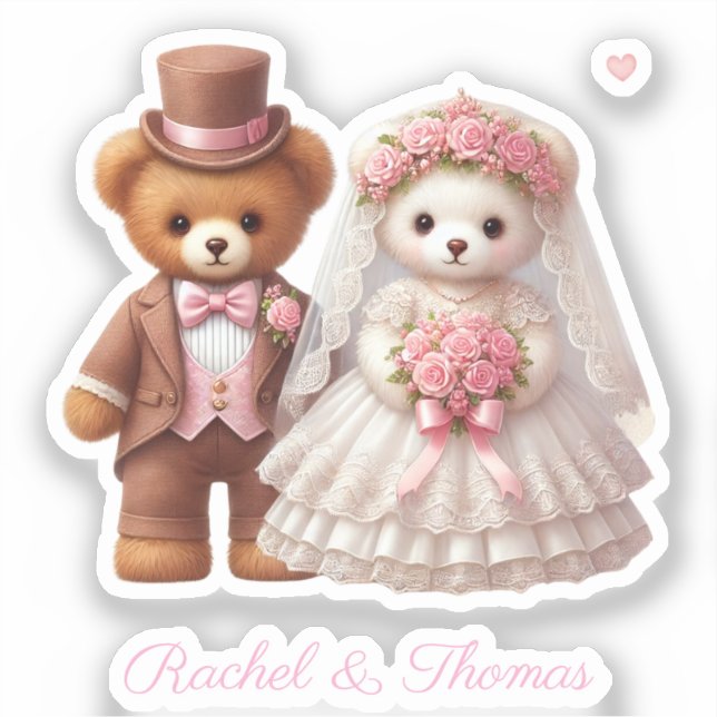 Cute Teddy Bride And Groom Wedding Custom Name (Front)