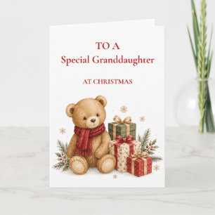 Cute Teddy Christmas Card for Granddaughter