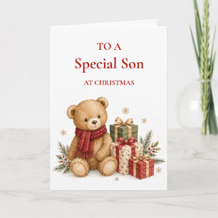 Cute Teddy Christmas Card for Son