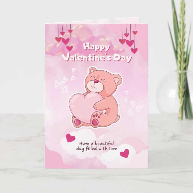 Cute Teddy Funny Valentine Card (Front)