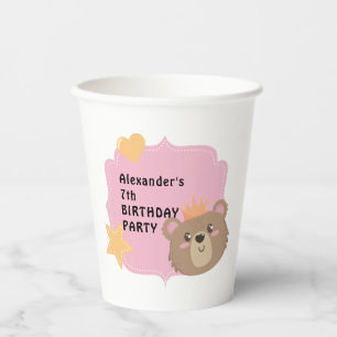 Cute Teddy Kids Custom Birthday Party Disposable  Paper Cups