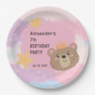 Cute Teddy Kids Custom Birthday Party Disposable Paper Plate