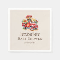 Cute Teddy Locally Grown Baby Shower Red Pickup 