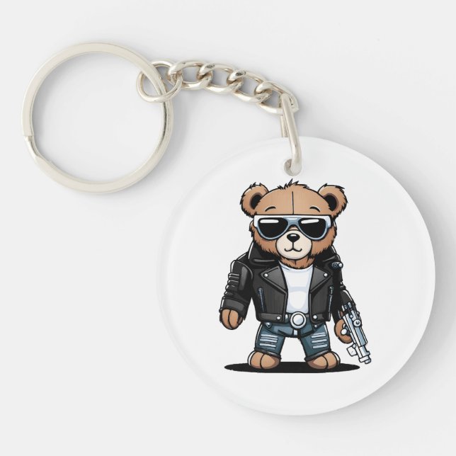 Cute Teddy Memes Key Ring (Front)