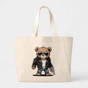 Cute Teddy Memes Large Tote Bag