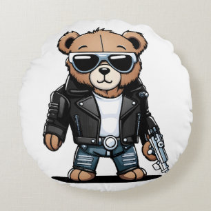 Cute Teddy Memes Round Cushion