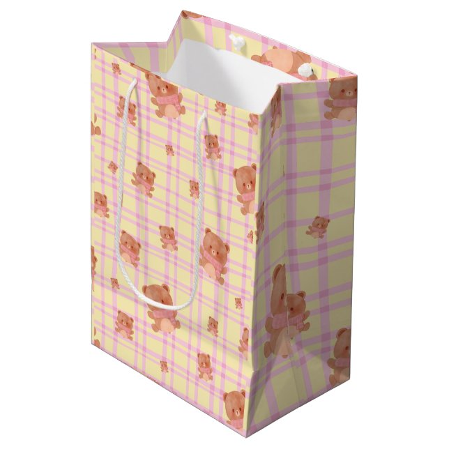 Cute Teddy Print Medium Gift Bag (Front Angled)