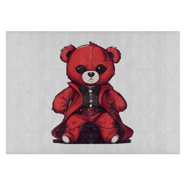 Cute teddy red boy cutting board (Front)