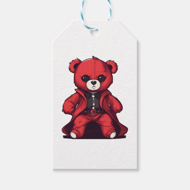 Cute teddy red boy gift tags (Front)