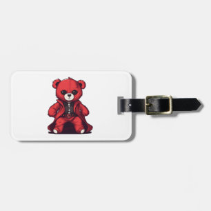 Cute teddy red boy luggage tag