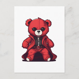 Cute teddy red boy postcard